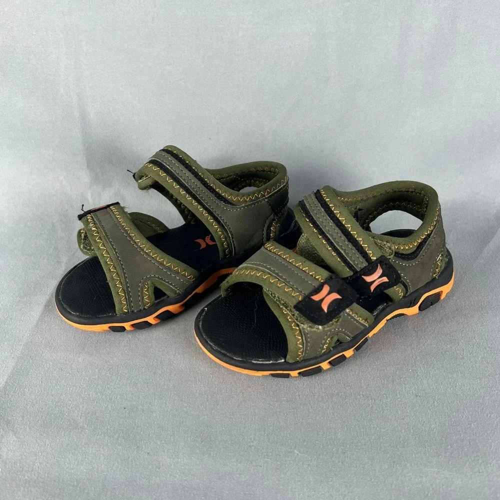 Hurley Loni Water Shoes Toddler's 7 Green Black Comfort Adjustable Hook & Loop